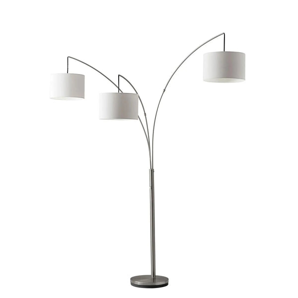 74" Silver Three Light Tree Floor Lamp With White Linen Drum Shade Homeroots Lighting