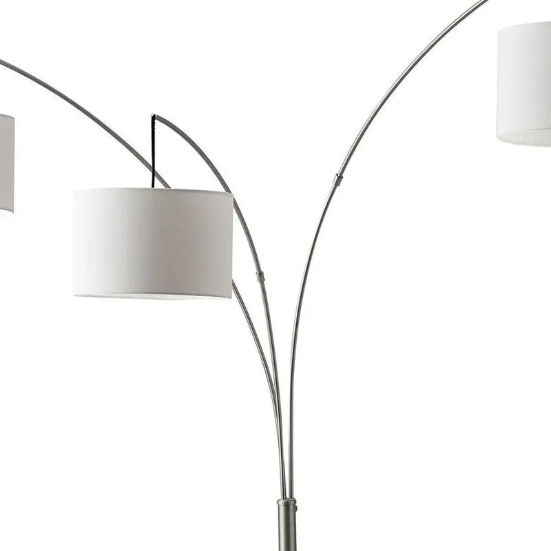 74" Silver Three Light Tree Floor Lamp With White Linen Drum Shade Homeroots Lighting