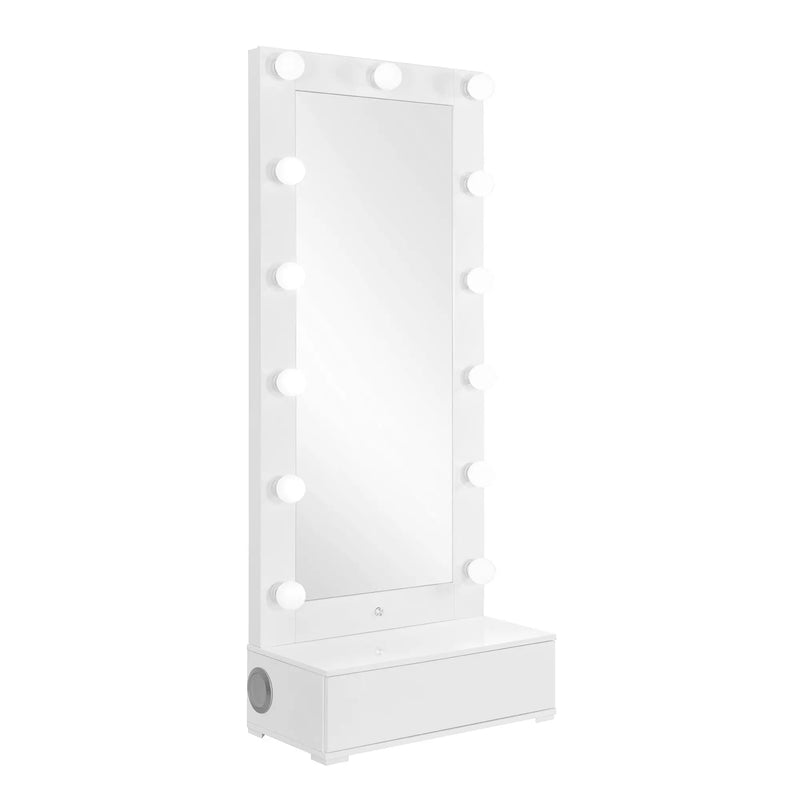 74" White Wood Lighted Freestanding Framed Full Length Mirror Homeroots Bed & Bath