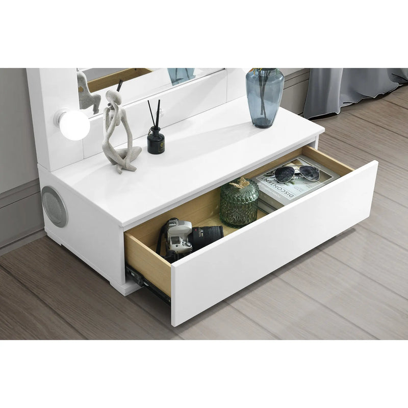 74" White Wood Lighted Freestanding Framed Full Length Mirror Homeroots Bed & Bath