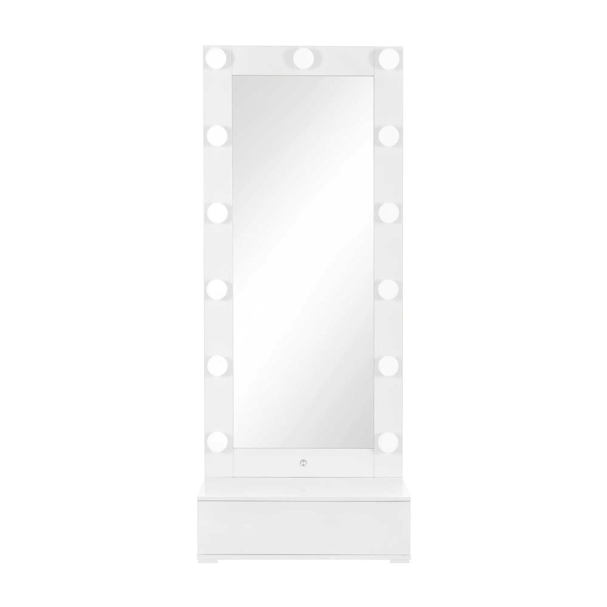 74" White Wood Lighted Freestanding Framed Full Length Mirror Homeroots Bed & Bath