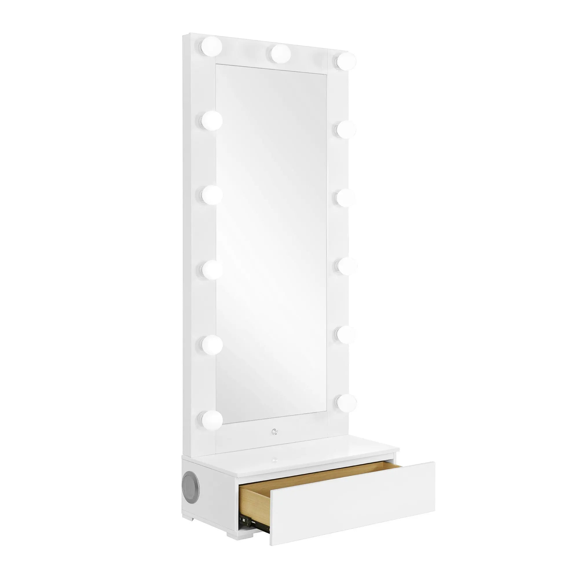 74" White Wood Lighted Freestanding Framed Full Length Mirror Homeroots Bed & Bath
