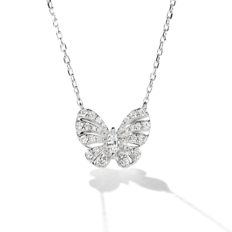 Crystal Zircon Butterfly Pendant Necklace 925 Silver Chain for Women Tennis Chain Crystal Choker Necklace Jewelry Gift