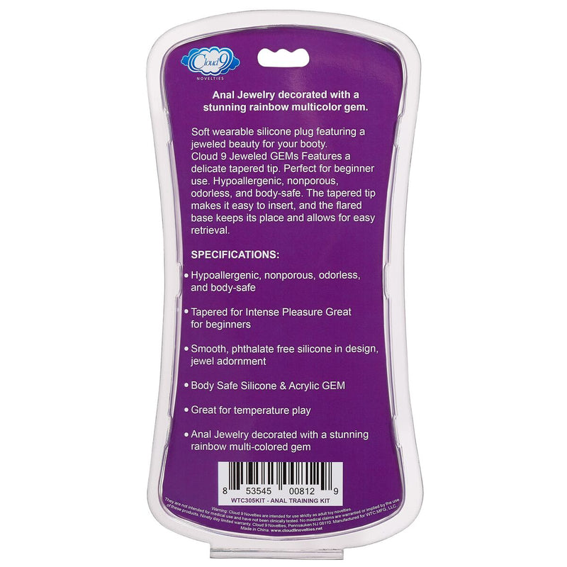 Cloud 9 Gems Black Silicone Anal Plug Kit - GreatEagleInc