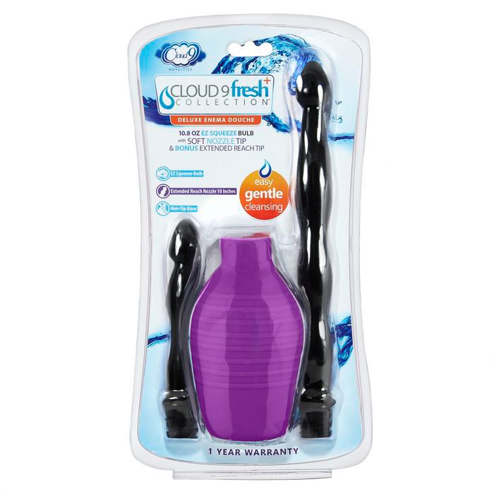 Cloud 9 Fresh + Deluxe Anal Enema Douche Kit 10.8 Oz Ez Squeeze Bulb W/ Soft Nozzle - Adult Products