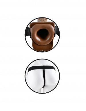 Fetish Fantasy Hollow Strap On W/ball 7 Vibrating Brown 