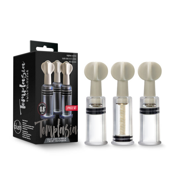 Temptasia Clit & Nipple Twist Suckers Set Of 3 Clear - GreatEagleInc