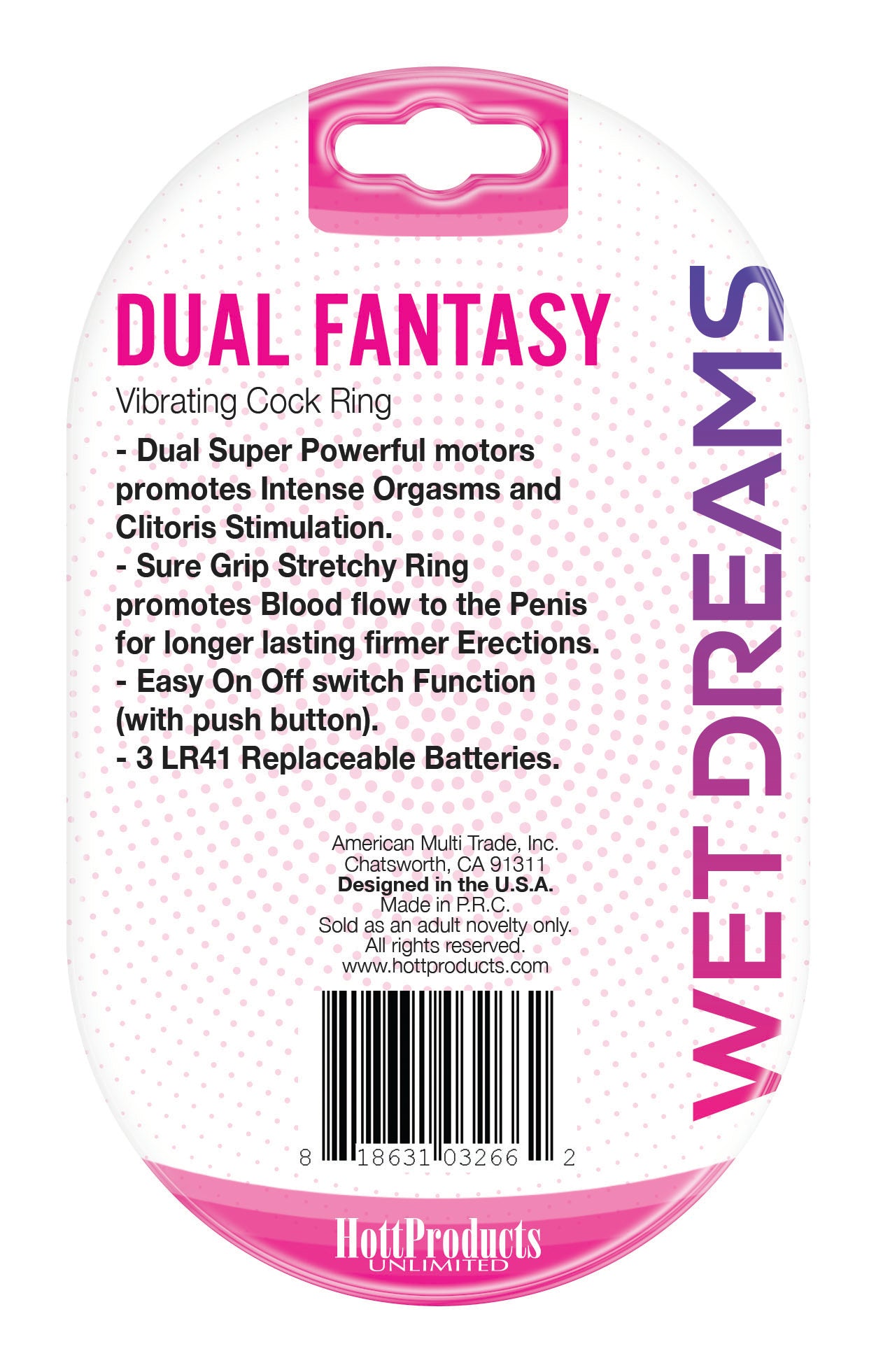 Wet Dreams Dual Fantasy Dual Cock Ring W/ Dual Motors - GreatEagleInc