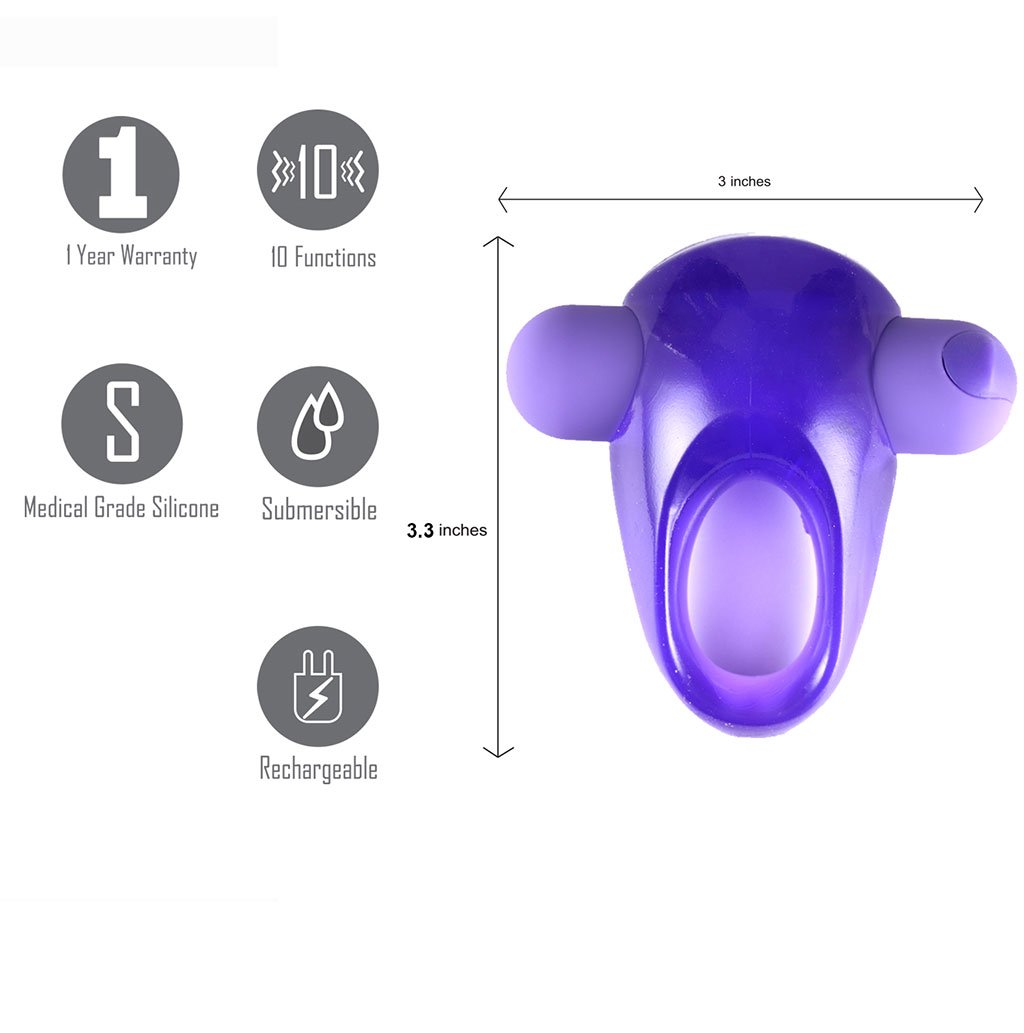 Casey Rechargeable Vibrating Erection Enhancer Ring Purple - Adult Products
