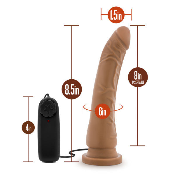Dr. Skin 8.5 Vibrating Realistic Cock W/suction Cup Mocha" - GreatEagleInc