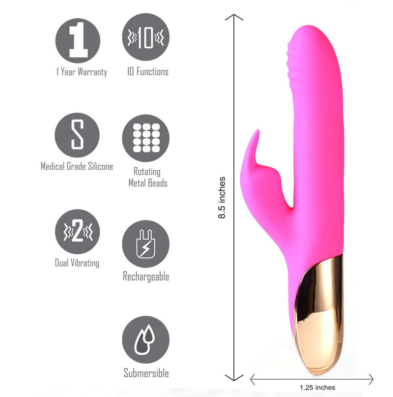 Dream Supercharged Silicone Rabbit Rechargeable Pink - GreatEagleInc