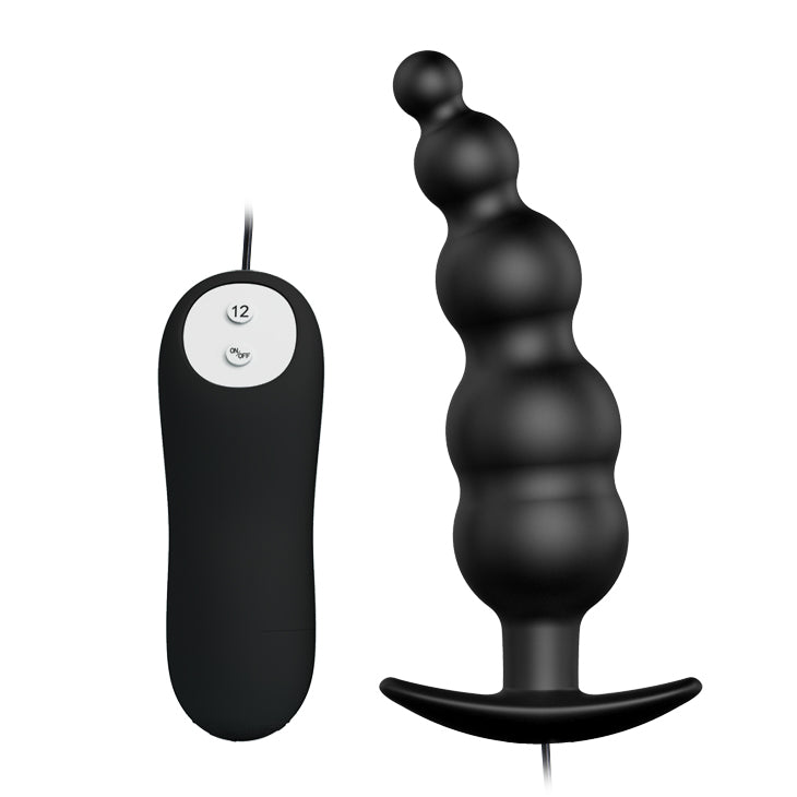 Pretty Love Vibrating Bead Butt Plug Black - GreatEagleInc