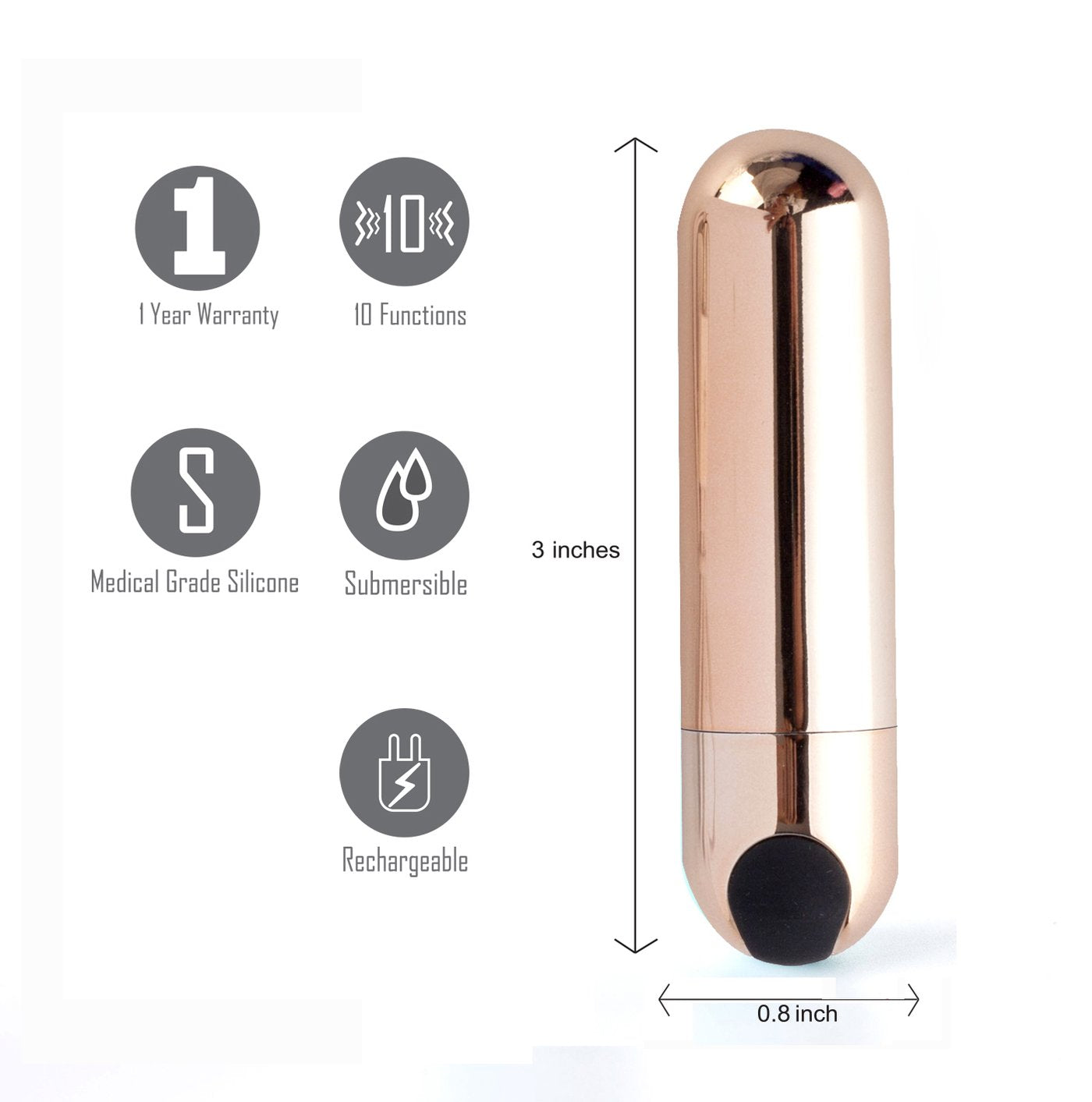 Jessi Rechargeable Mini Bullet Rose Gold - GreatEagleInc