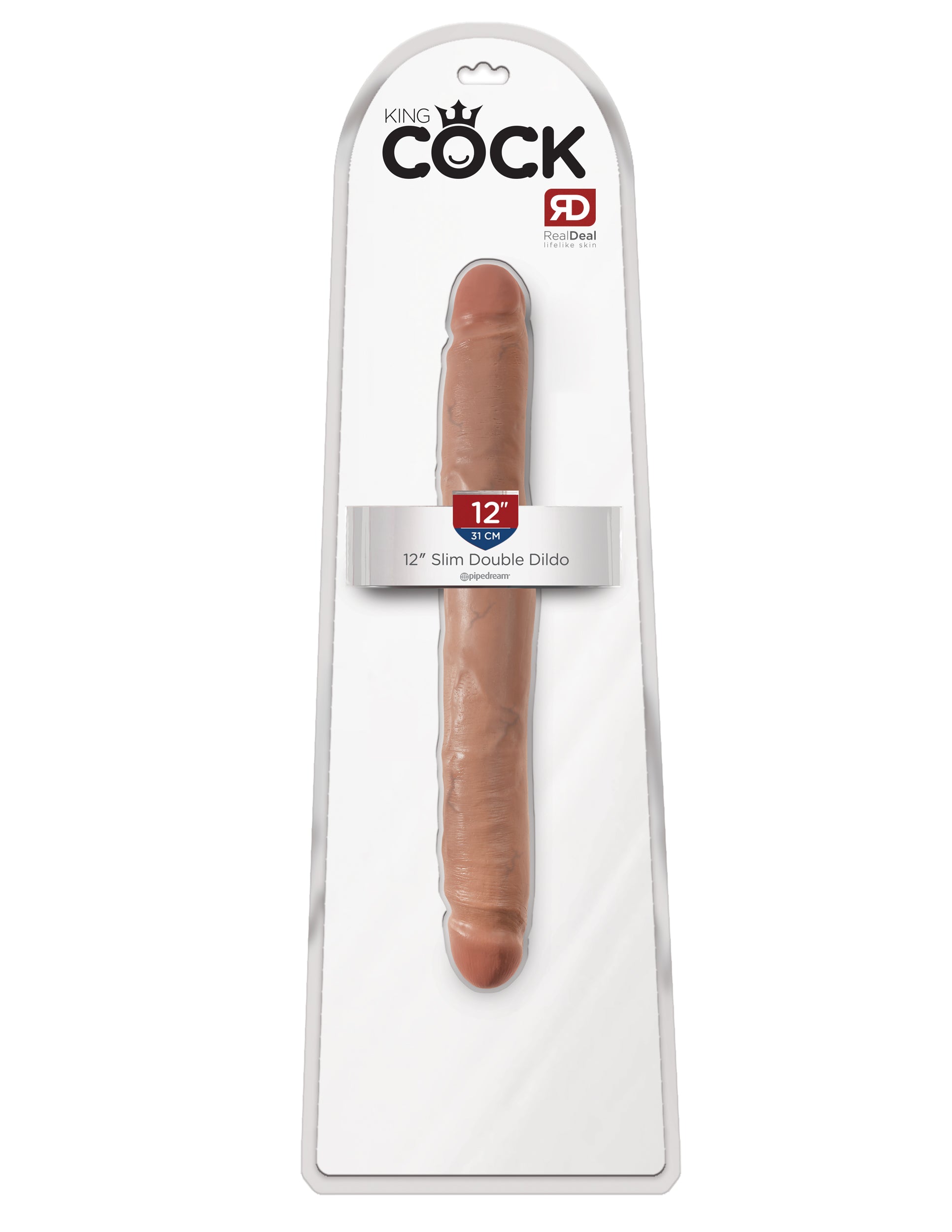 King Cock 12 Slim Double Dildo Tan 