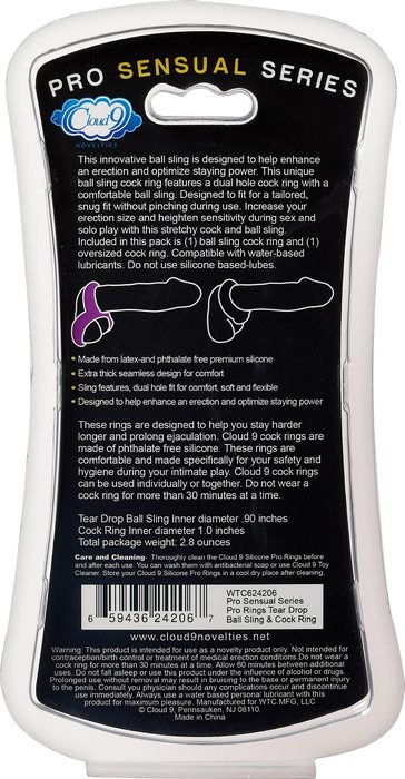 Pro Sensual Silicone Tear Drop Ring & Donut Sling 2 Pack - GreatEagleInc