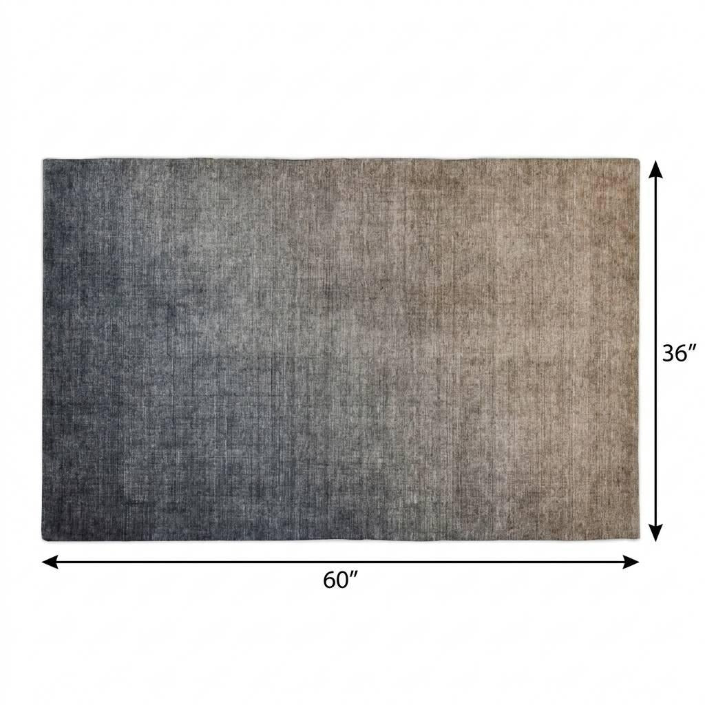 3' X 5' Gray And Charcoal Ombre Shag Washable Area Rug With UV Protection - Home & Garden