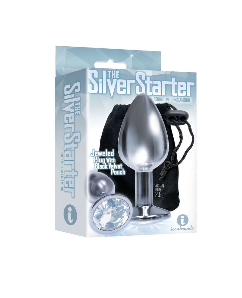 9's Silver Starter Bejeweled Steel Plug - GreatEagleInc