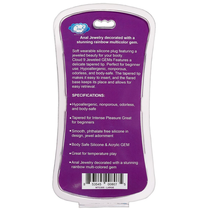 Cloud 9 Gems Anal Plug Large Black Silicone