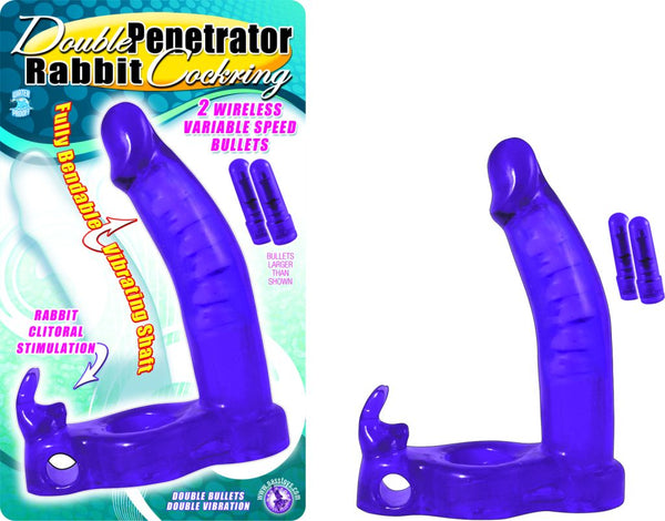 Double Penetrator Rabbit Cockring Purple