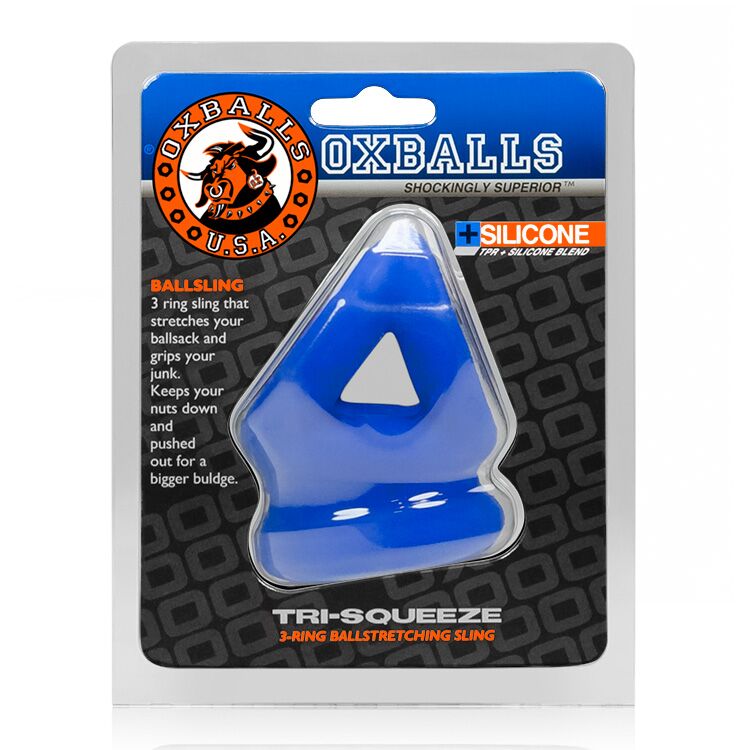 Tri Squeeze Cocksling Ball Stretcher Oxballs Silicone Tpr Blend Ice - GreatEagleInc