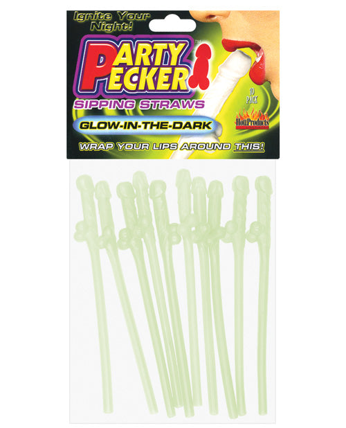 Bachelorette Party Pecker Sipping Straws - Assorted Colors Pack Of 10