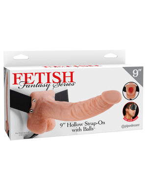 Fetish Fantasy 9 Hollow Strap On W/balls Flesh