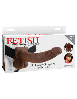 Fetish Fantasy 9 Hollow Strap On W/balls Brown