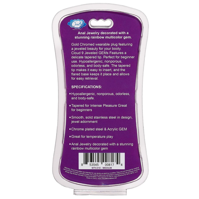 Cloud 9 Gems Gold Anal Plug - GreatEagleInc