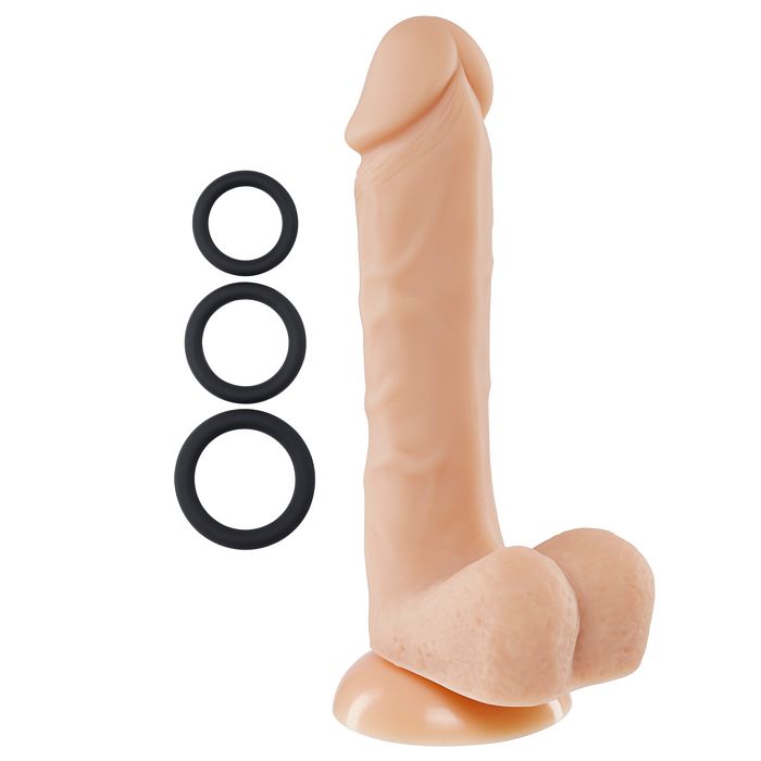 Pro Sensual Premium Silicone Dong W/ 3 C Rings Flesh 8 " - GreatEagleInc