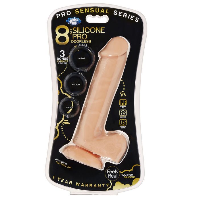 Pro Sensual Premium Silicone Dong W/ 3 C Rings Flesh 8 " - GreatEagleInc