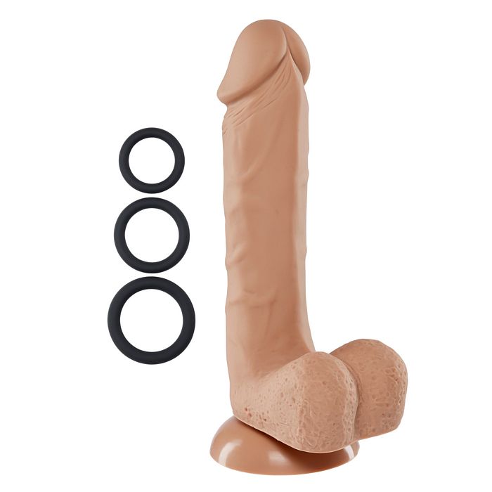 Pro Sensual Premium Silicone Dong W/ 3 C Rings Tan 8 " - GreatEagleInc
