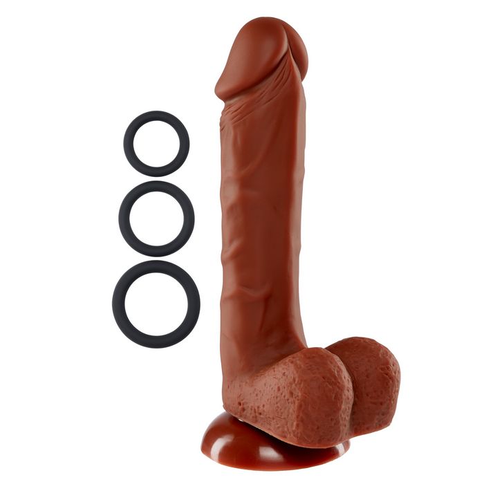 Pro Sensual Premium Silicone Dong W/ 3 C Rings Brown 8 " - GreatEagleInc