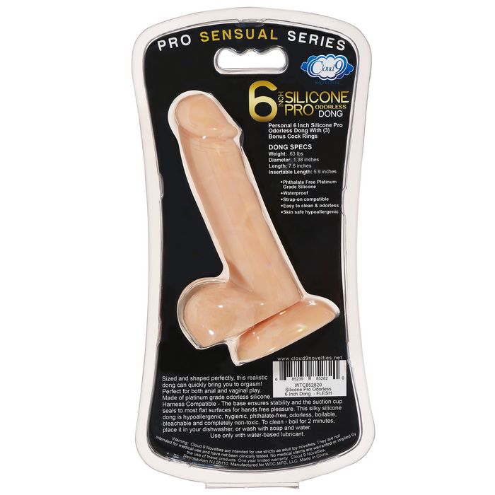 Pro Sensual Premium Silicone Dong W/ 3 C Rings Flesh 6 " - GreatEagleInc