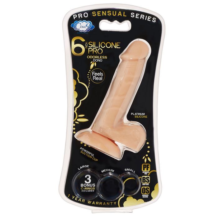 Pro Sensual Premium Silicone Dong W/ 3 C Rings Flesh 6 " - GreatEagleInc