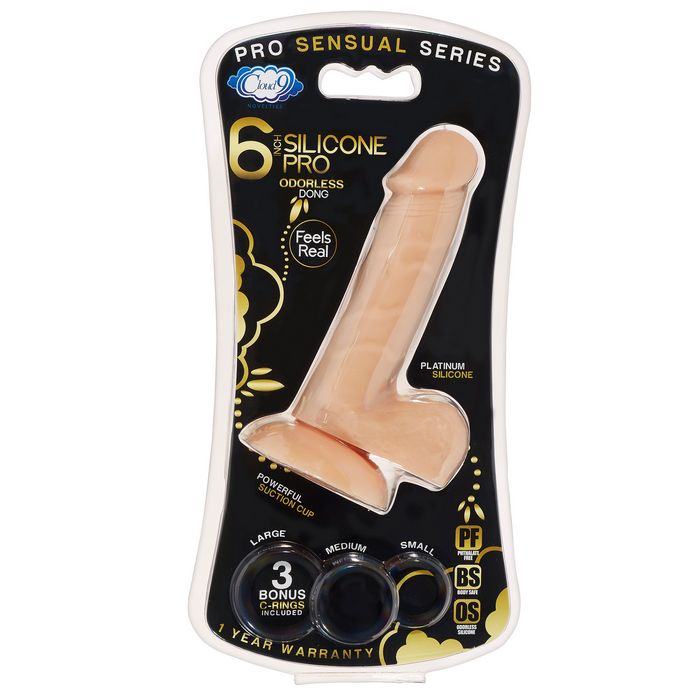 Pro Sensual Premium Silicone Dong W/ 3 C Rings Flesh 6 "