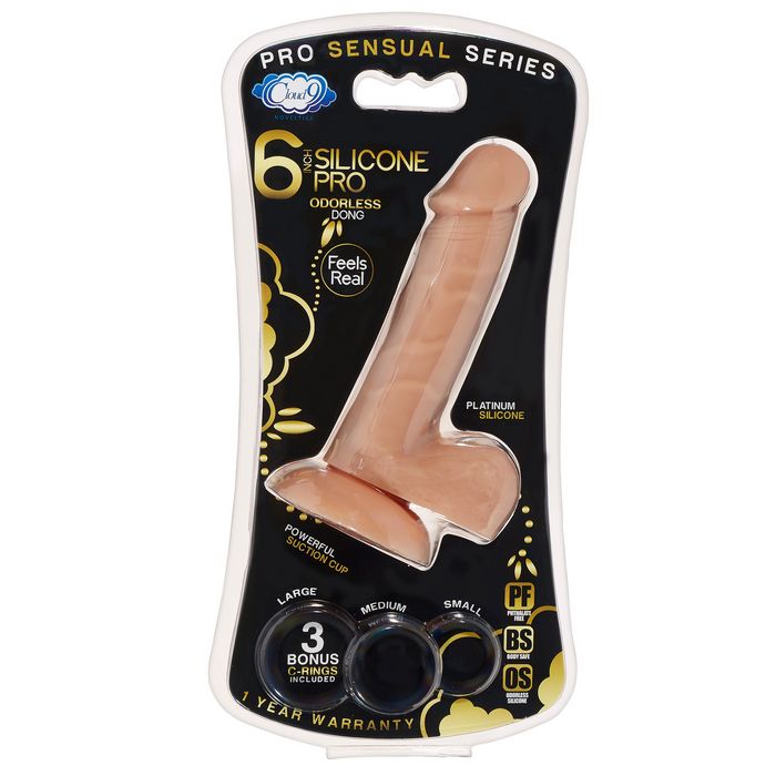 Pro Sensual Premium Silicone Dong W/ 3 C Rings Tan 6 " Default Title