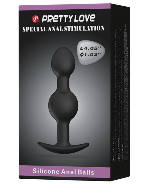 Pretty Love 4.92" Silicone Anal Plug W/ball - Black 4.92"
