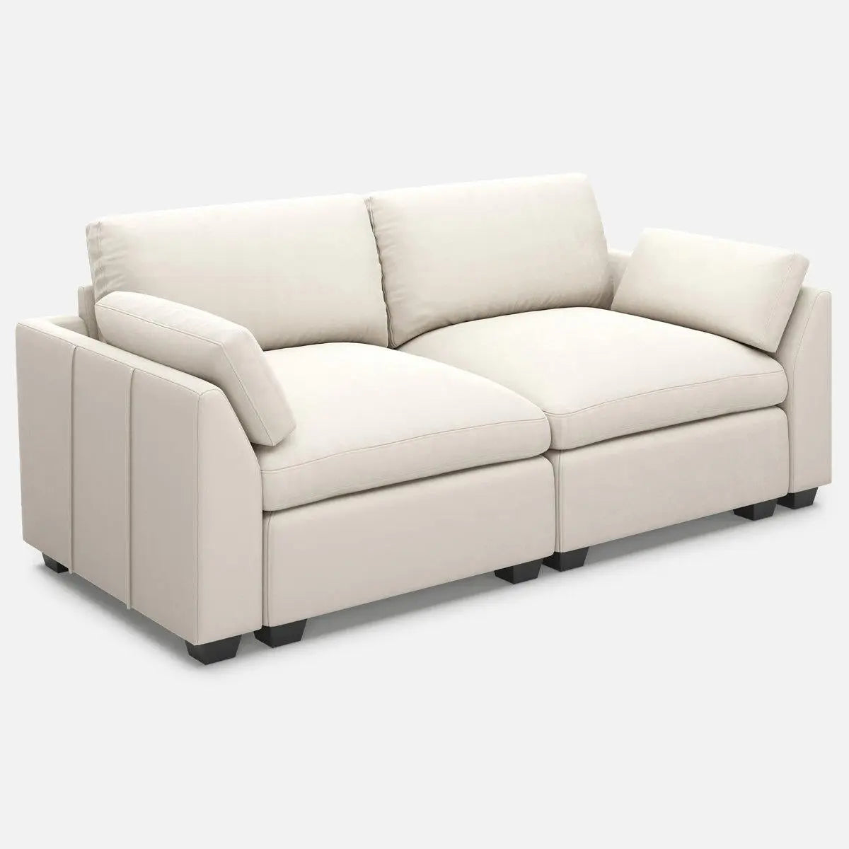 75" Beige and Black Velvet Modular Loveseat Homeroots Living Room