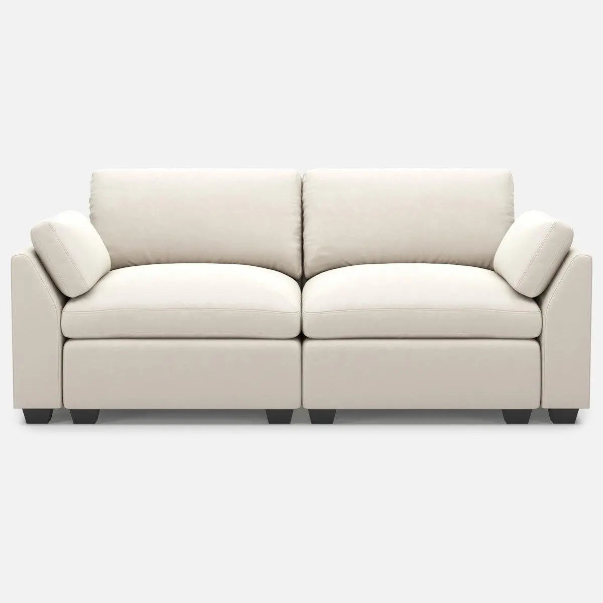 75" Beige and Black Velvet Modular Loveseat Homeroots Living Room