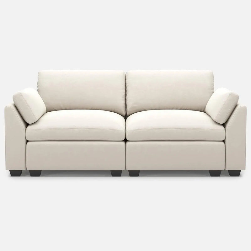 75" Beige and Black Velvet Modular Loveseat Homeroots Living Room