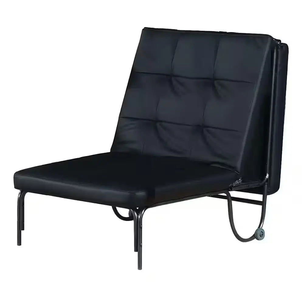 75" Black Faux Leather Tufted Convertible Chair Homeroots Living Room