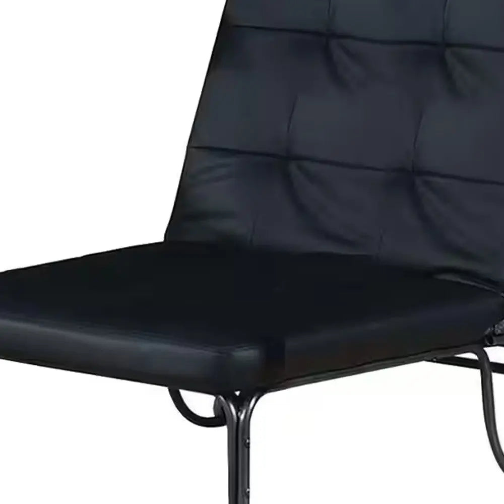 75" Black Faux Leather Tufted Convertible Chair Homeroots Living Room