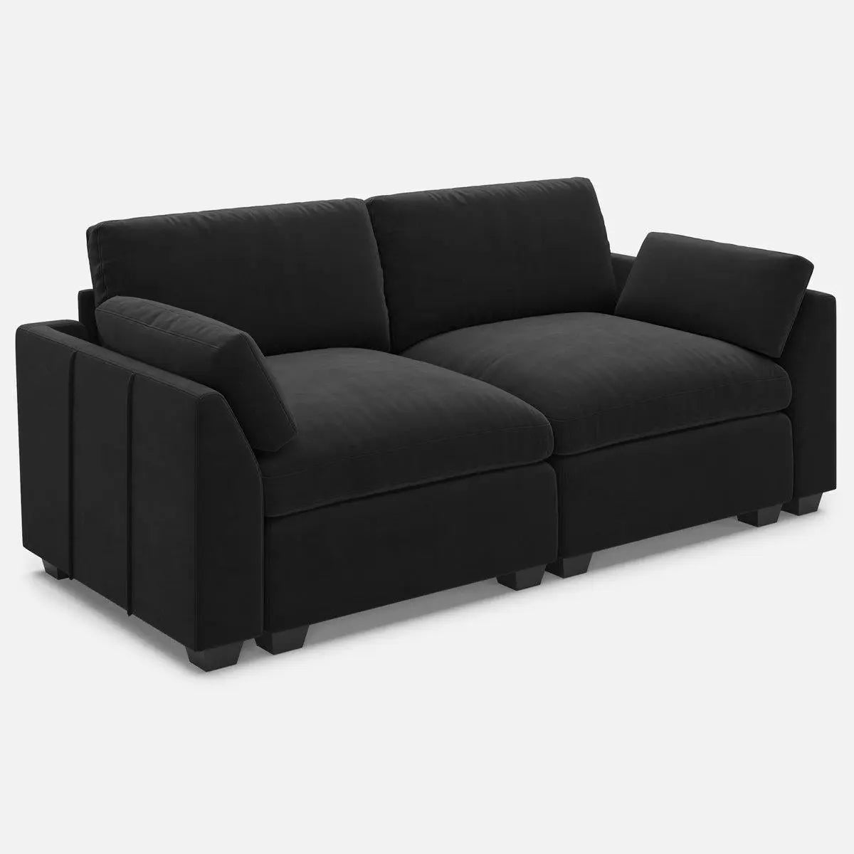 75" Black Velvet Modular Loveseat Homeroots Living Room