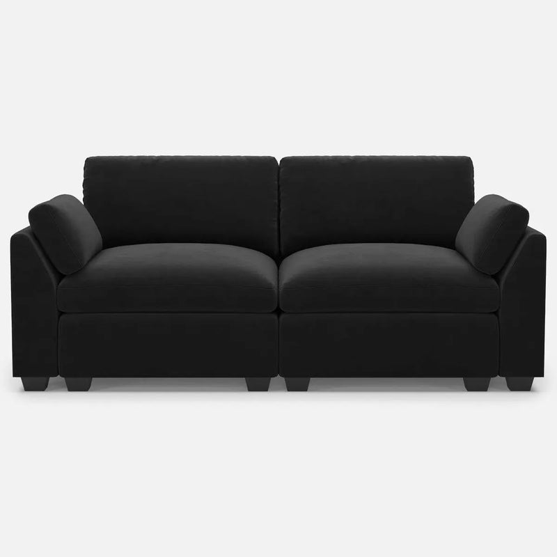 75" Black Velvet Modular Loveseat Homeroots Living Room