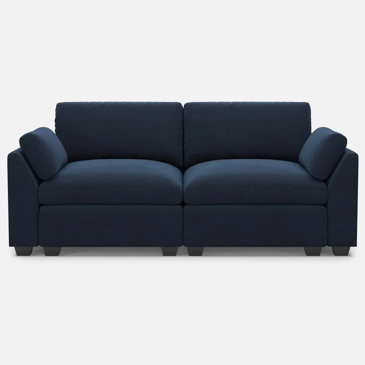 75" Blue and Black Velvet Modular Loveseat Homeroots Living Room