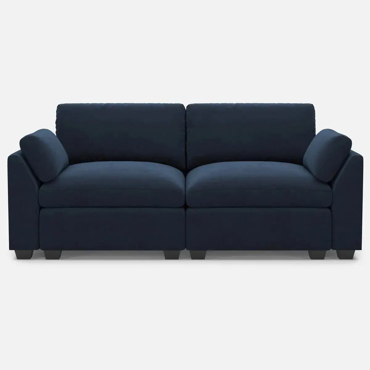 75" Blue and Black Velvet Modular Loveseat Homeroots Living Room