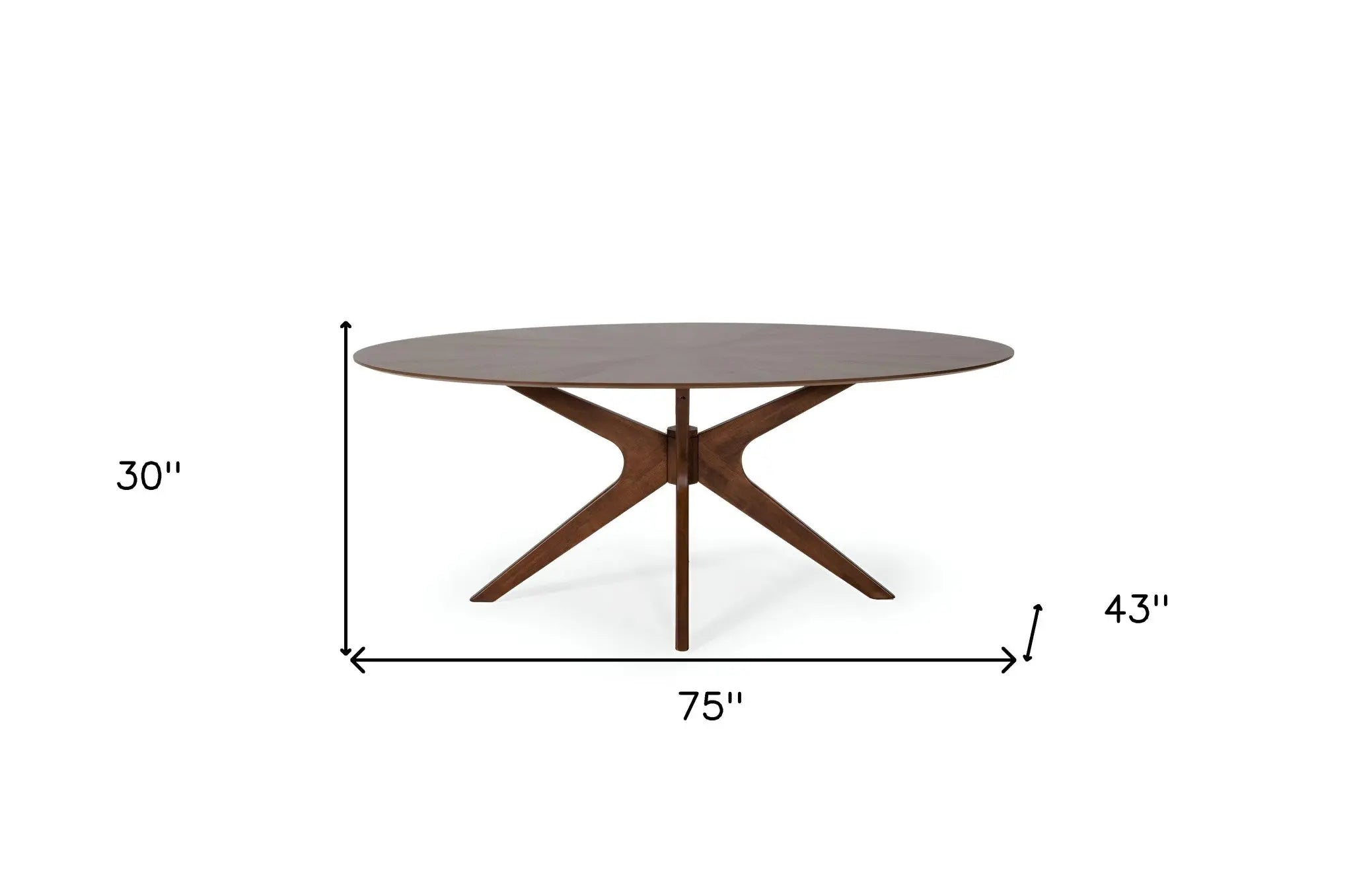 75" Brown Oval Solid Manufactured Wood Pedestal Base Dining Table Homeroots Kitchen & Dining