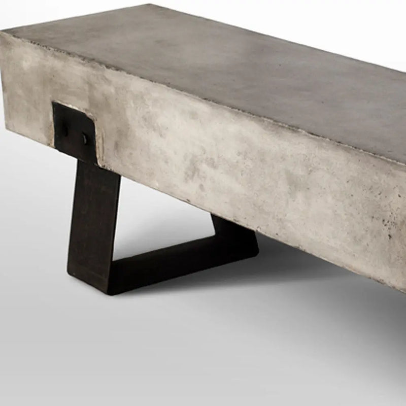75" Gray and Black Metal and Concrete Indoor Outdoor Bench Homeroots Outdoor