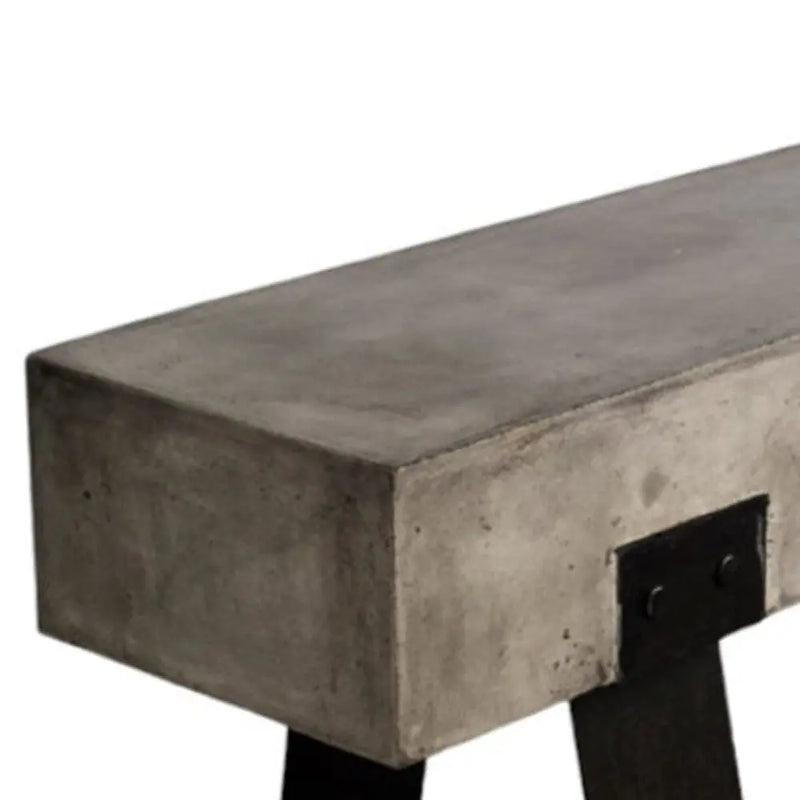 75" Gray and Black Metal and Concrete Indoor Outdoor Bench Homeroots Outdoor