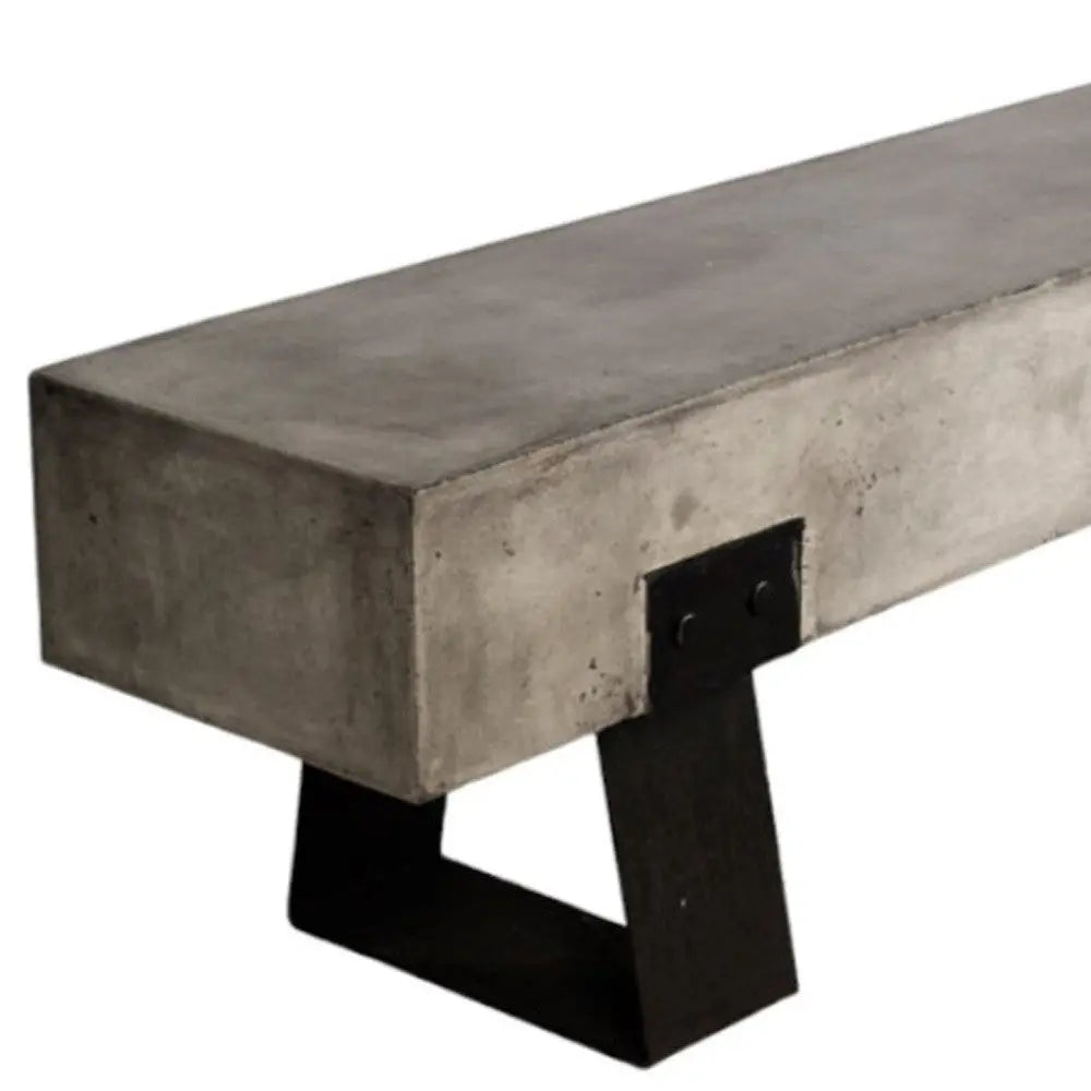 75" Gray and Black Metal and Concrete Indoor Outdoor Bench Homeroots Outdoor